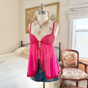 y2k victoria's secret 34b pink babydoll lingerie top